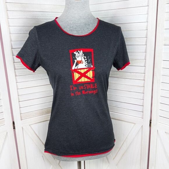 Lazy One I’m Unstable In The Morning Funny Graphic T Shirt Grey Medium - Picture 1 of 12